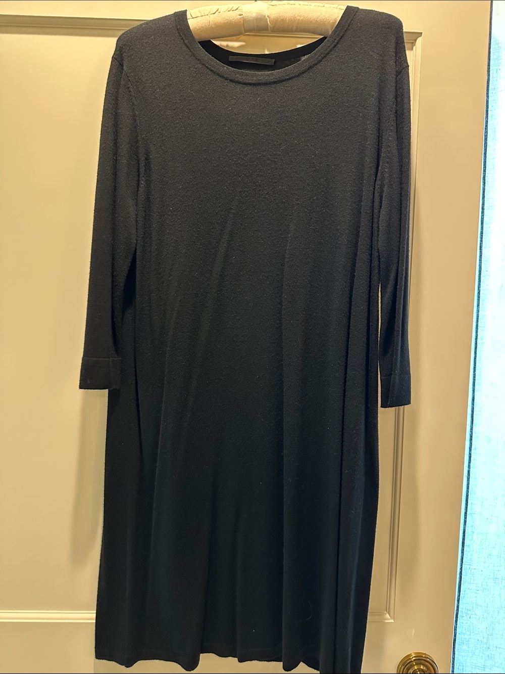 Jenni Kayne Classic Black Long Sleeve knit Short Midi Dress